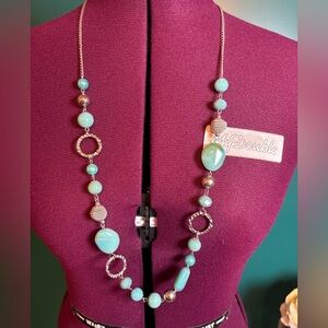 Blue and Silver Necklace with Symmetrical Bead Design